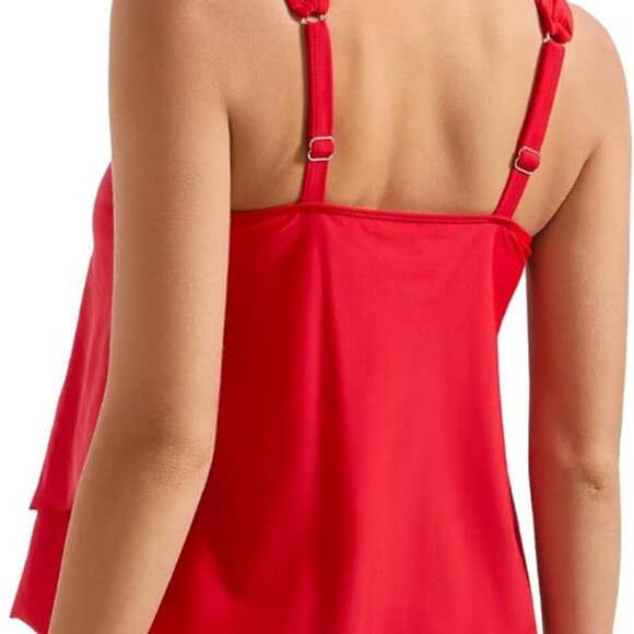 Women Ruffle High Waisted Tankini Swimsuit Tummy Control Bathing Suit - Large, R - Picture 4 of 7